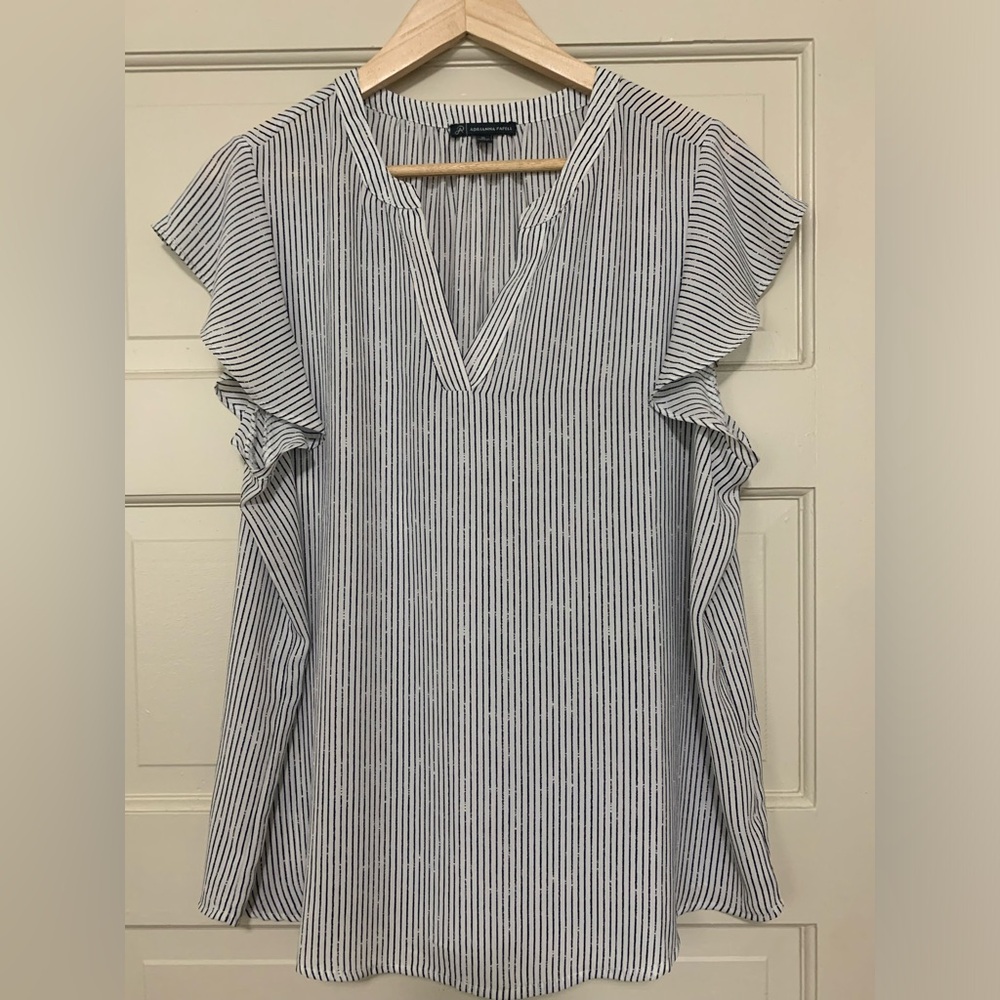 NWOT Blue Stripe Sheer Blouse!